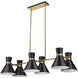 Soriano 6 Light 48 inch Matte Black and Heritage Brass Billiard Light Ceiling Light