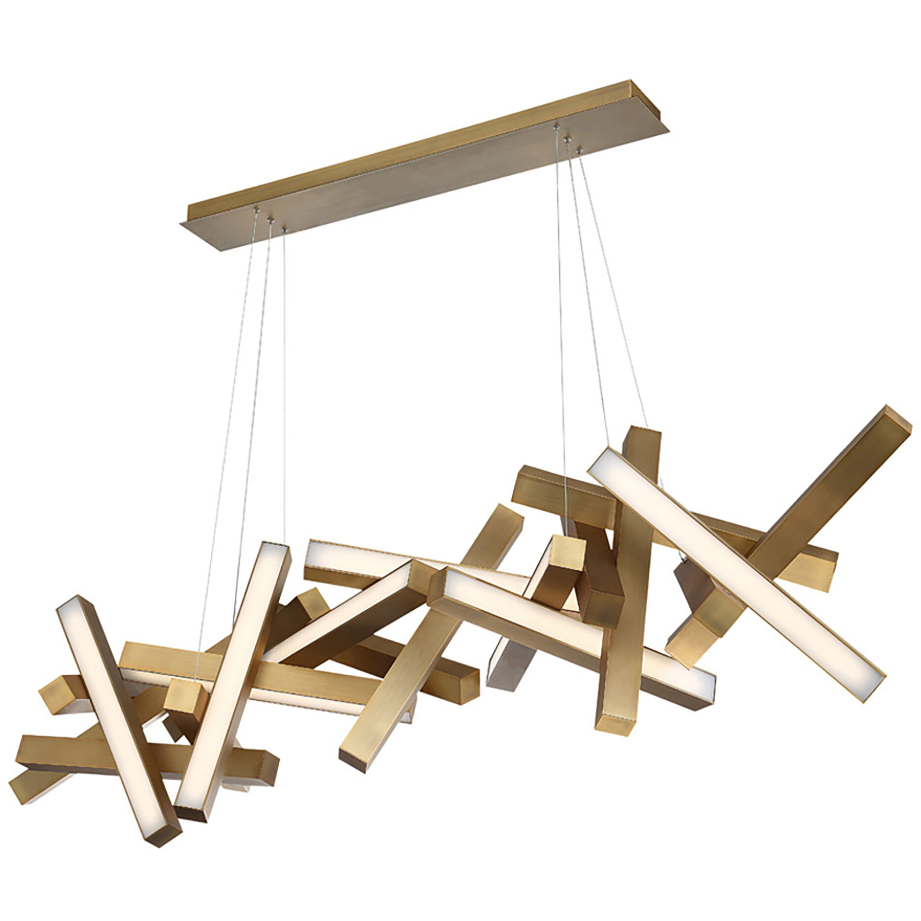 Chaos LED 72 inch Aged Brass Chandelier Ceiling Light in 19, 72in.