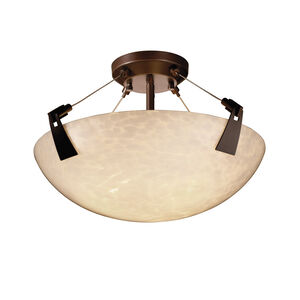 Fusion LED 21 inch Brushed Nickel Semi-Flush Ceiling Light in 3000 Lm LED, Opal Fusion, Tapered Clips