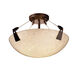 Fusion LED 21 inch Dark Bronze Semi-Flush Ceiling Light in 3000 Lm LED, Opal Fusion, Tapered Clips