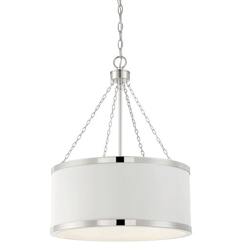 Delphi 6 Light 19 inch White with Polished Nickel Acccents Pendant Ceiling Light in White/Polished Nickel