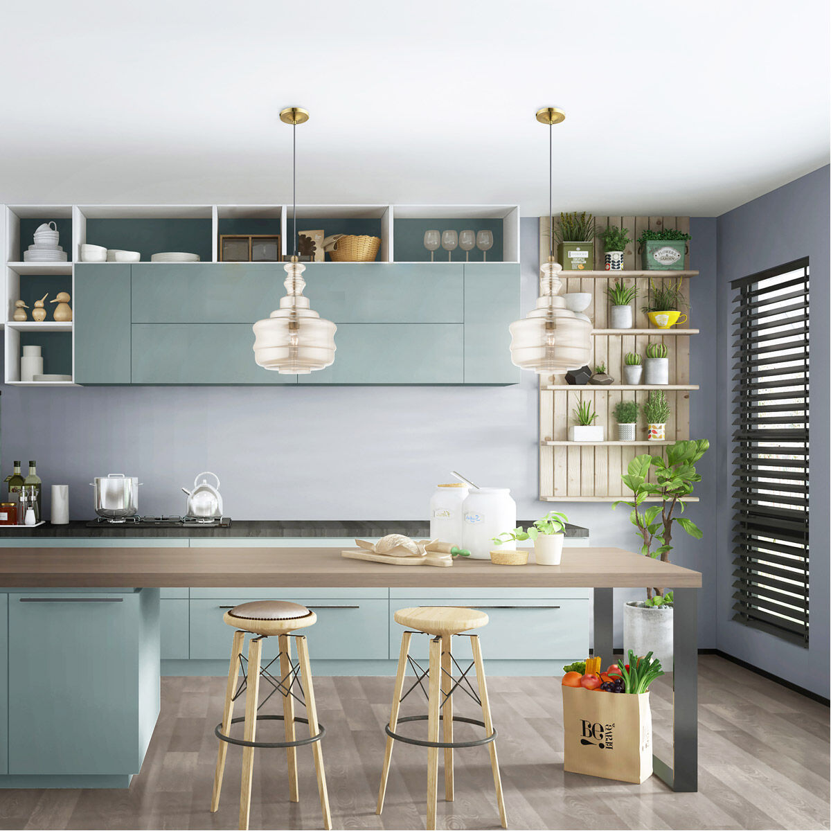 Art Glass 1 Light 13 inch Antique Brass Mini Pendant Ceiling Light