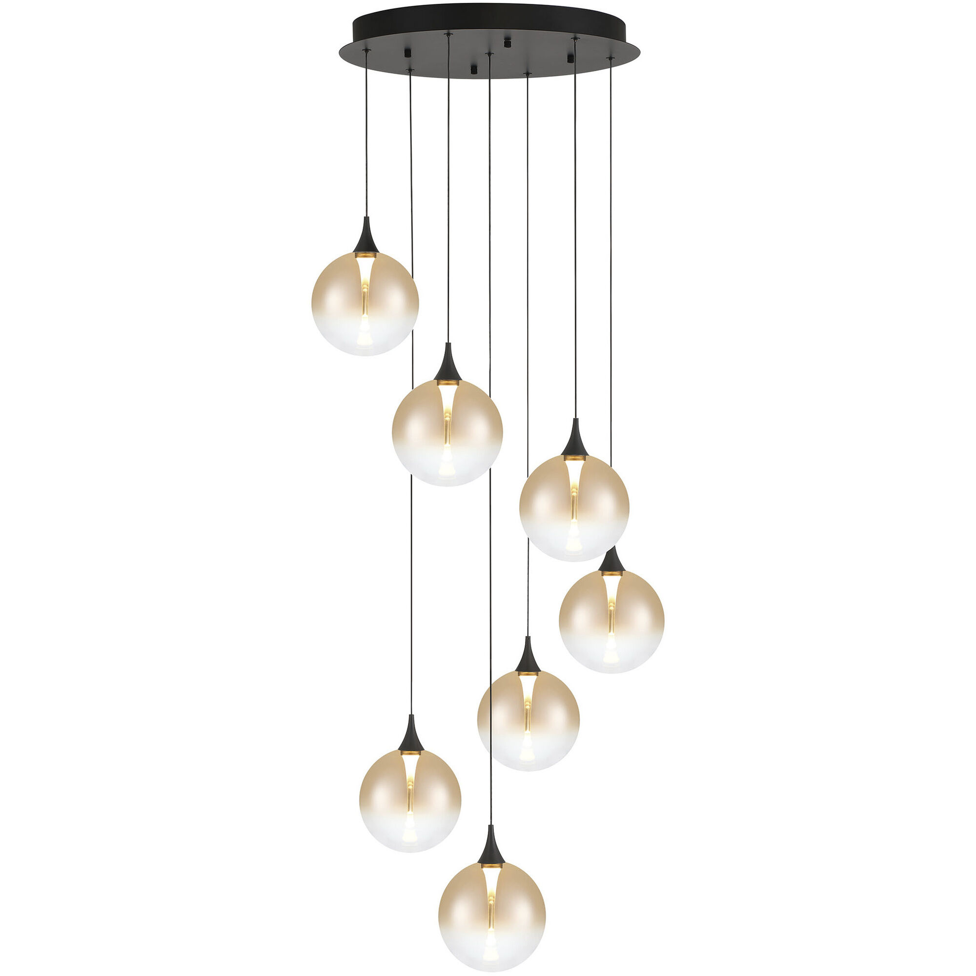 Iissa 7 Light 21 inch Black Chandelier Ceiling Light in Amber