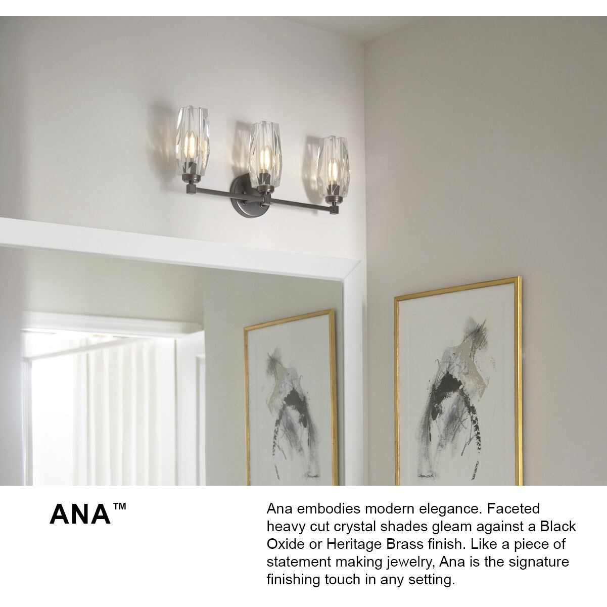 Ana 3 Light 23.5 inch Heritage Brass Vanity Light Wall Light