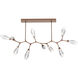 Aalto LED Burnished Bronze Linear Pendant Ceiling Light in Optic Rib Clear, 2700K LED, Branch
