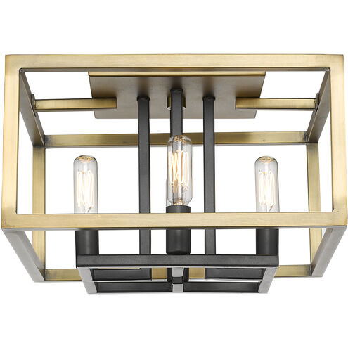 Quadra 4 Light 13 inch Olde Brass and Bronze Flush Mount Ceiling Light in 5.15