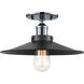 Bulstrode's Workshop 1 Light 11.75 inch Chrome Flush Mount Ceiling Light in Chrome and Black