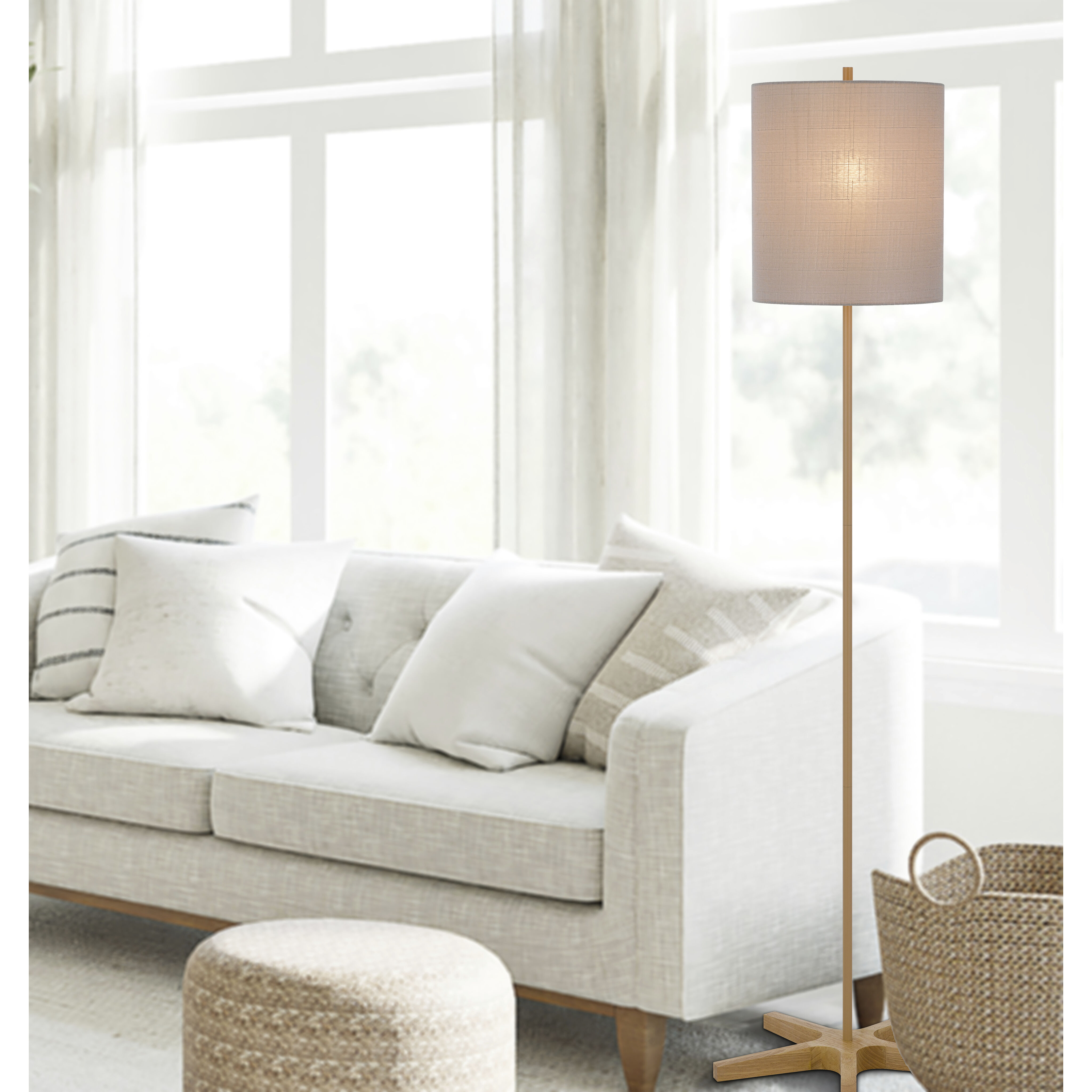 Pole 62 inch 100.00 watt Light Oak Floor Lamp Portable Light
