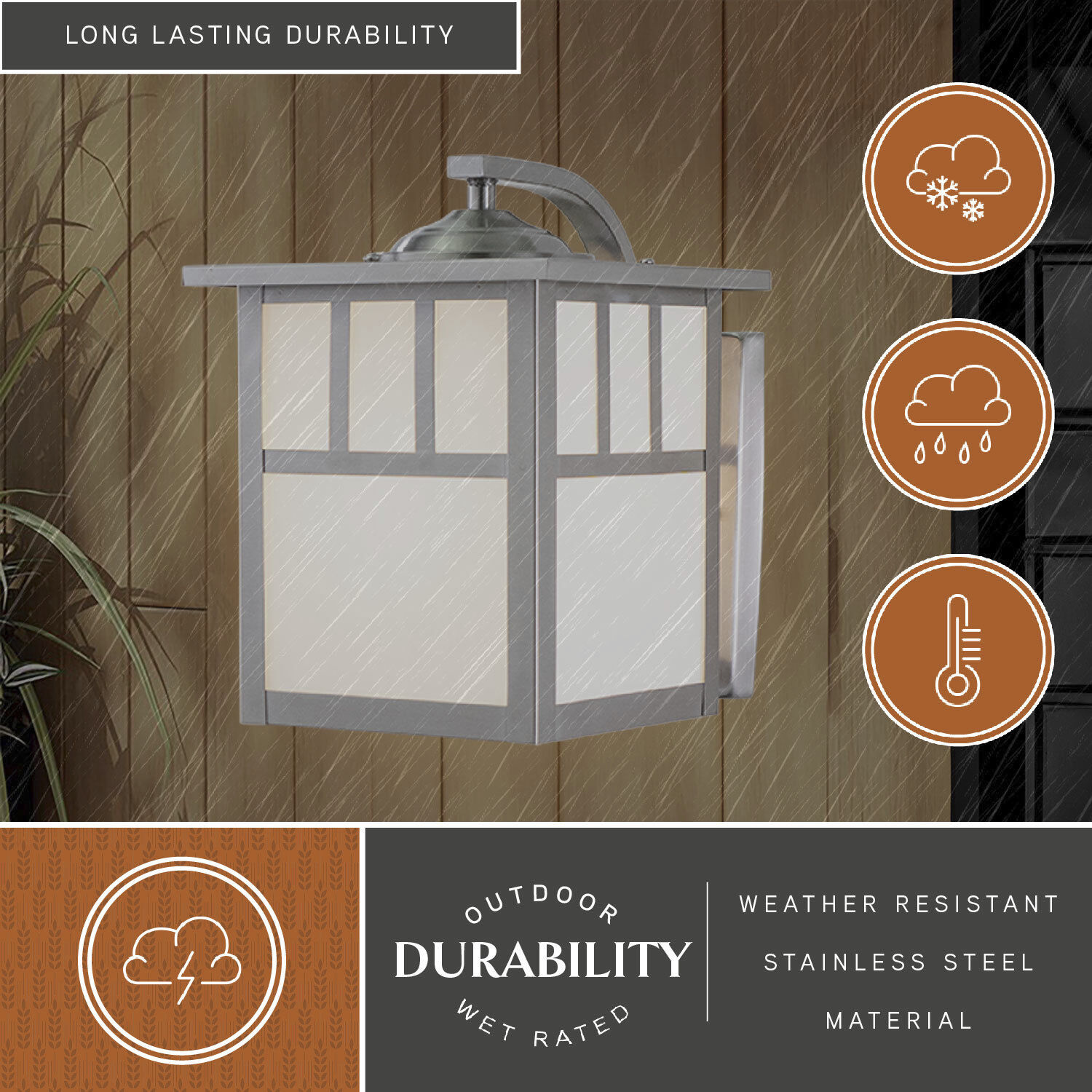 Mission LED 9.5 inch Stainless Steel Outdoor Wall