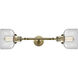 Franklin Restoration Large Bell 2 Light 8 inch Antique Brass Bath Vanity Light Wall Light in Incandescent, Clear Glass, Franklin Restoration