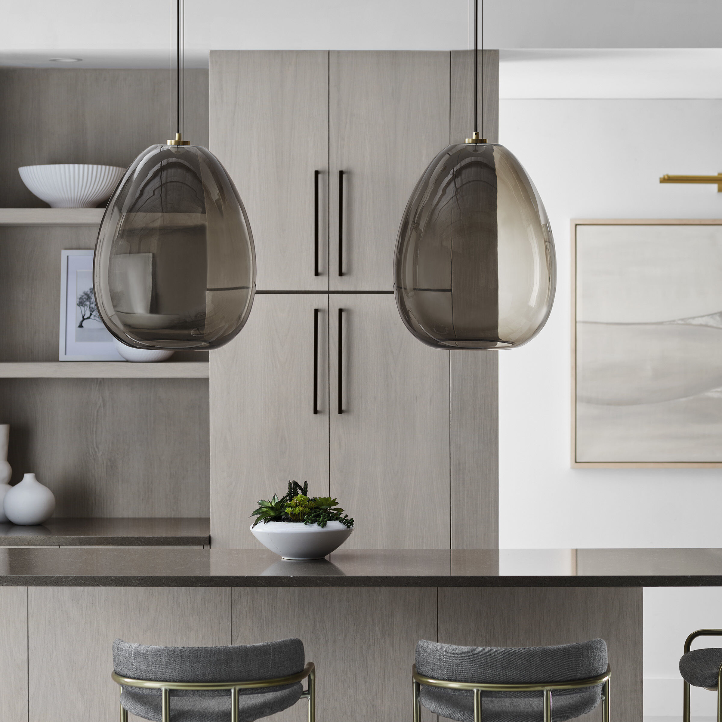 Sean Lavin Kapoor LED Clear/Natural Brass Pendant Ceiling Light, Integrated LED