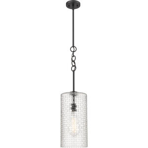 Wexford LED 8 inch Matte Black Mini Pendant Ceiling Light in Clear Basket Weave Glass