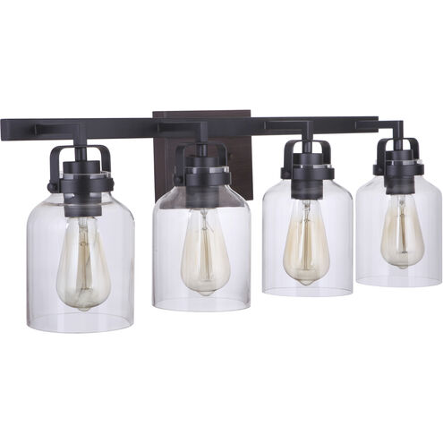 Foxwood 4 Light 29 inch Flat Black with Dark Teak Vanity Light Wall Light in Flat Black/Dark Teak