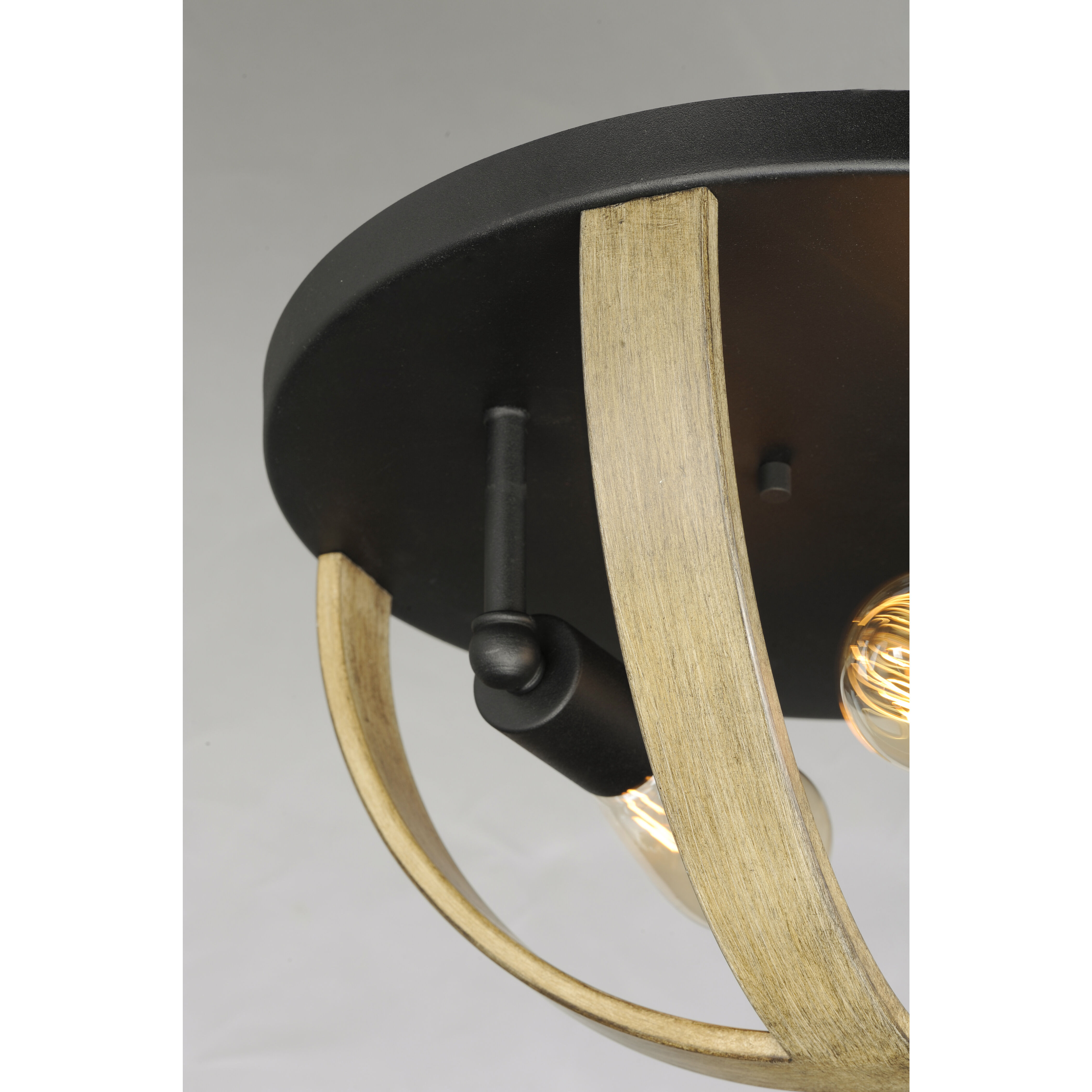 Compass 2 Light 15.75 inch Barn Wood/Black Flush Mount Ceiling Light in Barn Wood and Black