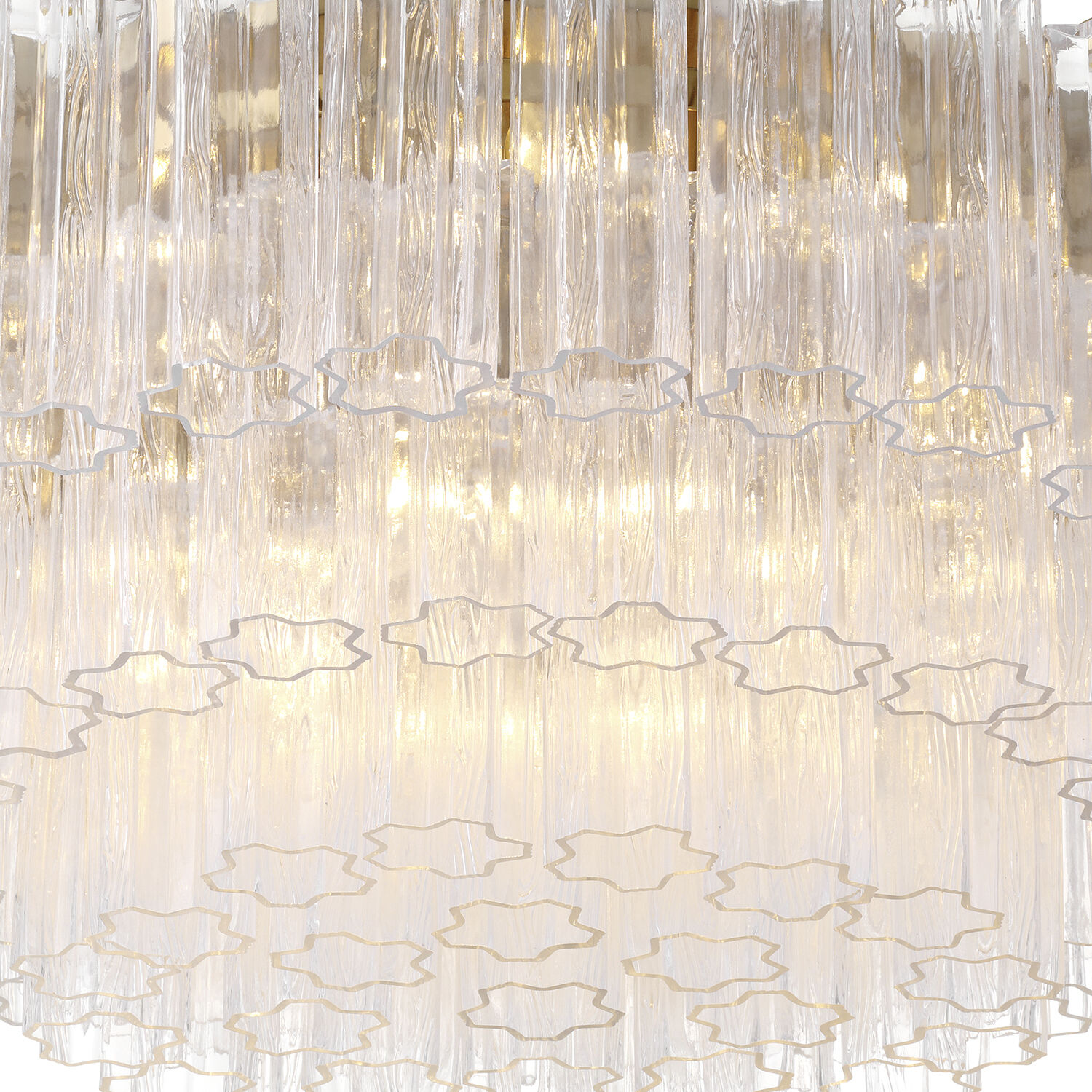 Addis 16 Light 32 inch Aged Brass Flush Ceiling Light in Tronchi Glass Clear