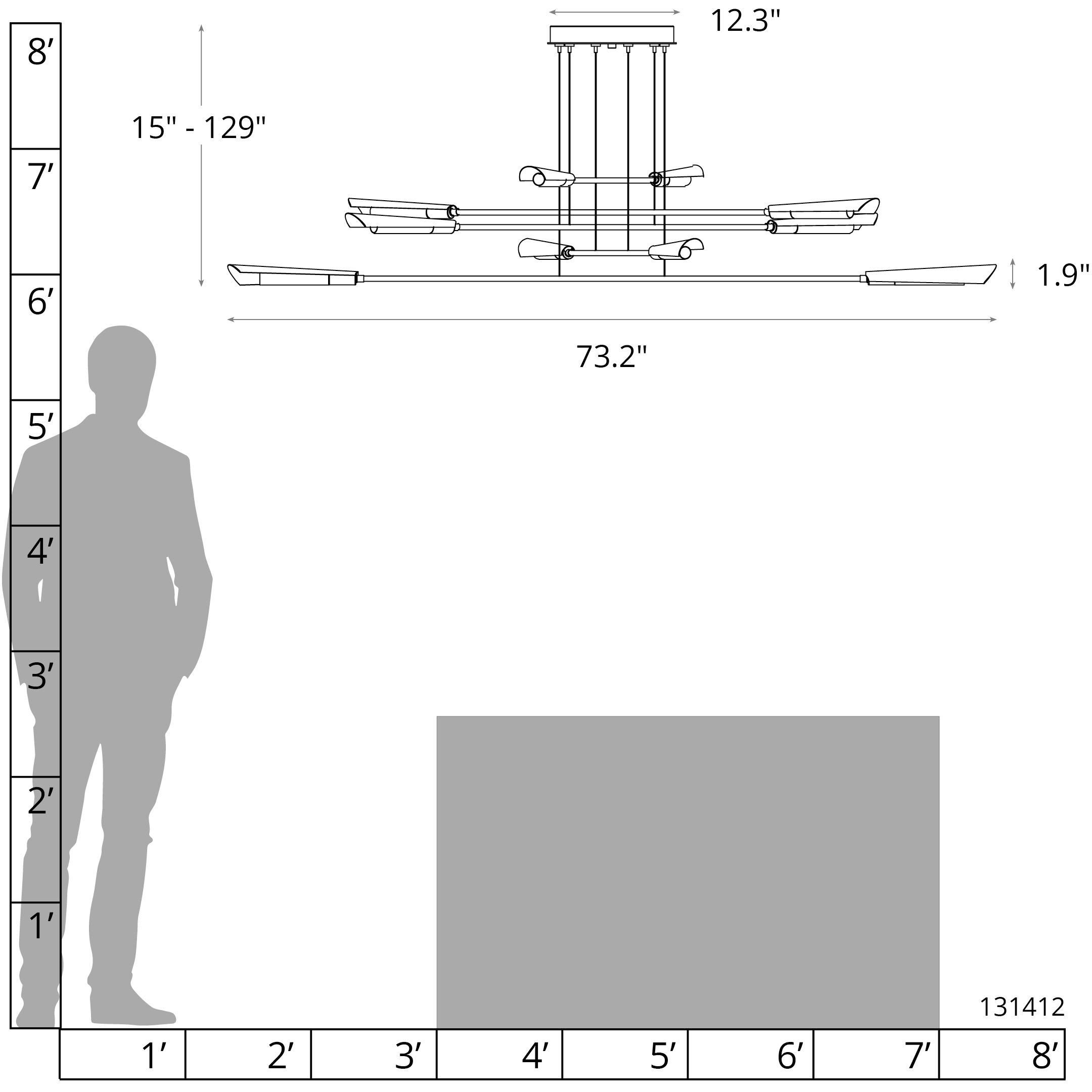 Flight 10 Light 73.2 inch White and Bronze Pendant Ceiling Light