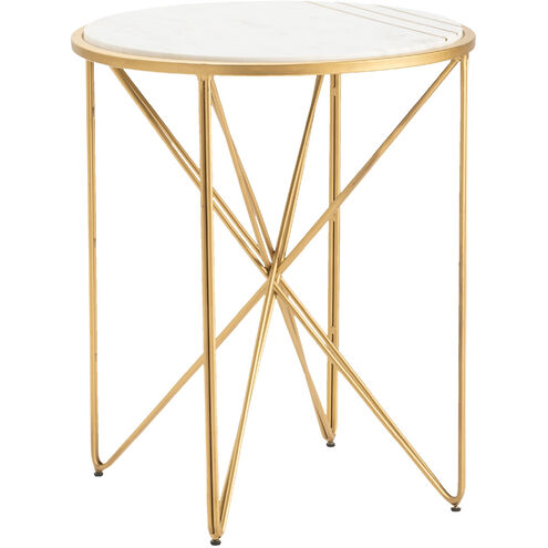Darby 24 X 20 inch White and Gold Side Table