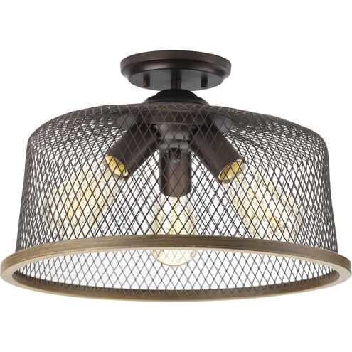 Tilley 3 Light 16 inch Antique Bronze Semi-Flush Mount Ceiling Light