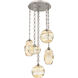 Misto 5 Light 23 inch Beige Silver Multi-Pendant Ceiling Light in Amber Optic, Oval Chain