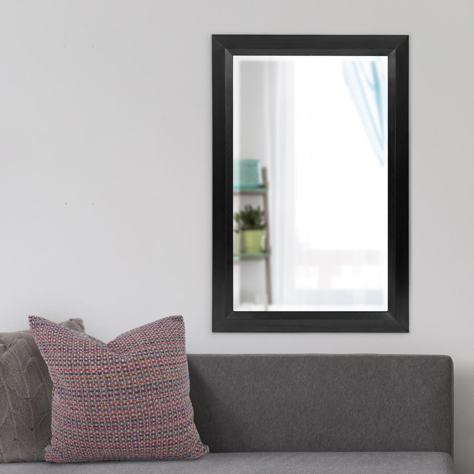 Avery 42 X 28 inch Glossy Black Wall Mirror