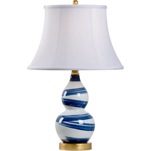 Chelsea House 23 inch 100.00 watt Cobalt/White Glaze/Antique Gold Leaf Table Lamp Portable Light