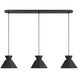 Mid-Century Modern 3 Light 40 inch Matte Black Linear Chandelier Ceiling Light