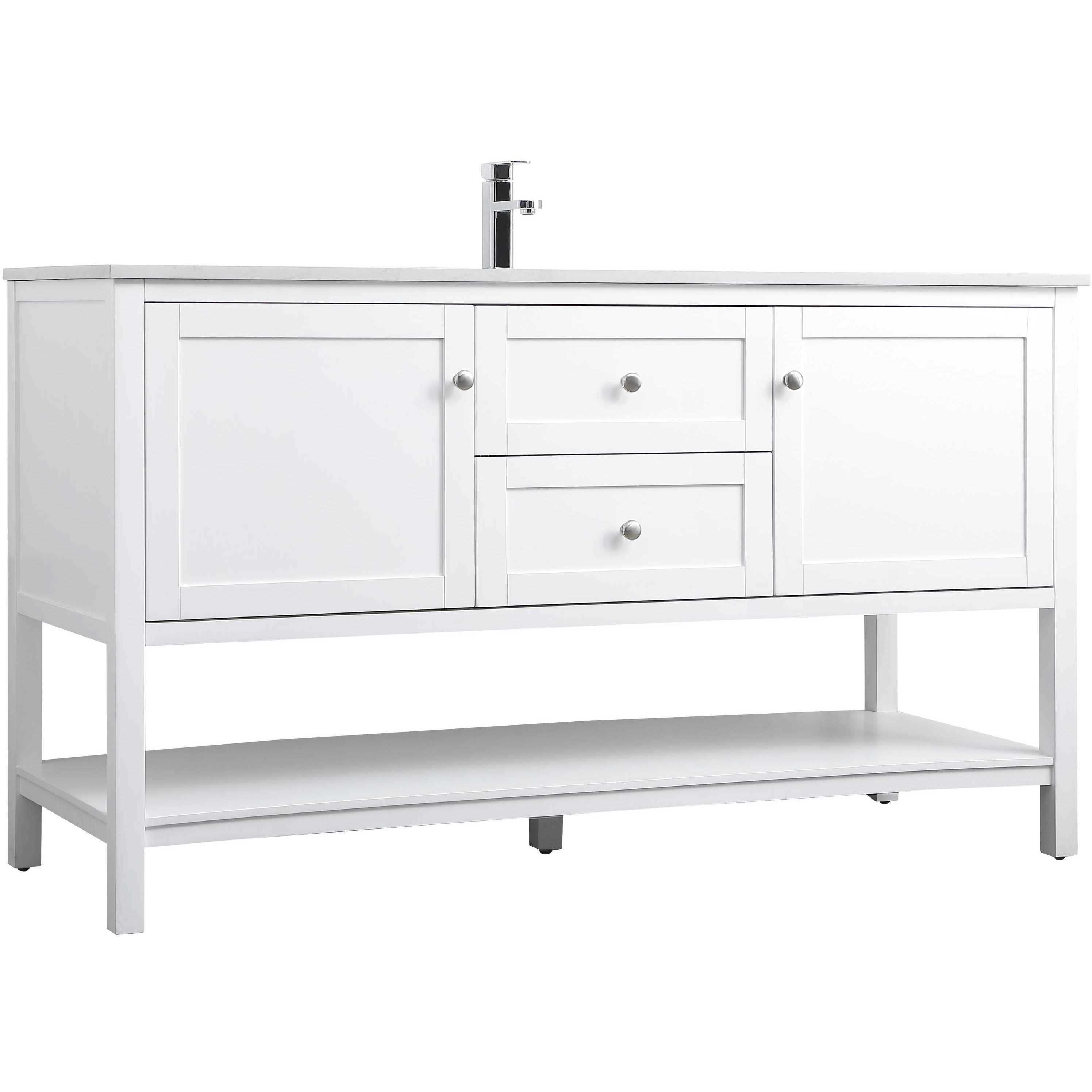 Heath 60 X 21.5 X 35 inch White Vanity Sink Set