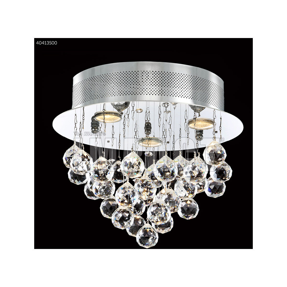 Crystal Rain 3 Light 14 inch Silver Flush Mount Ceiling Light