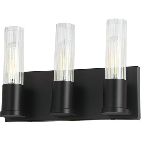 Tube 3 Light 12.75 inch Matte Black Vanity Light Wall Light