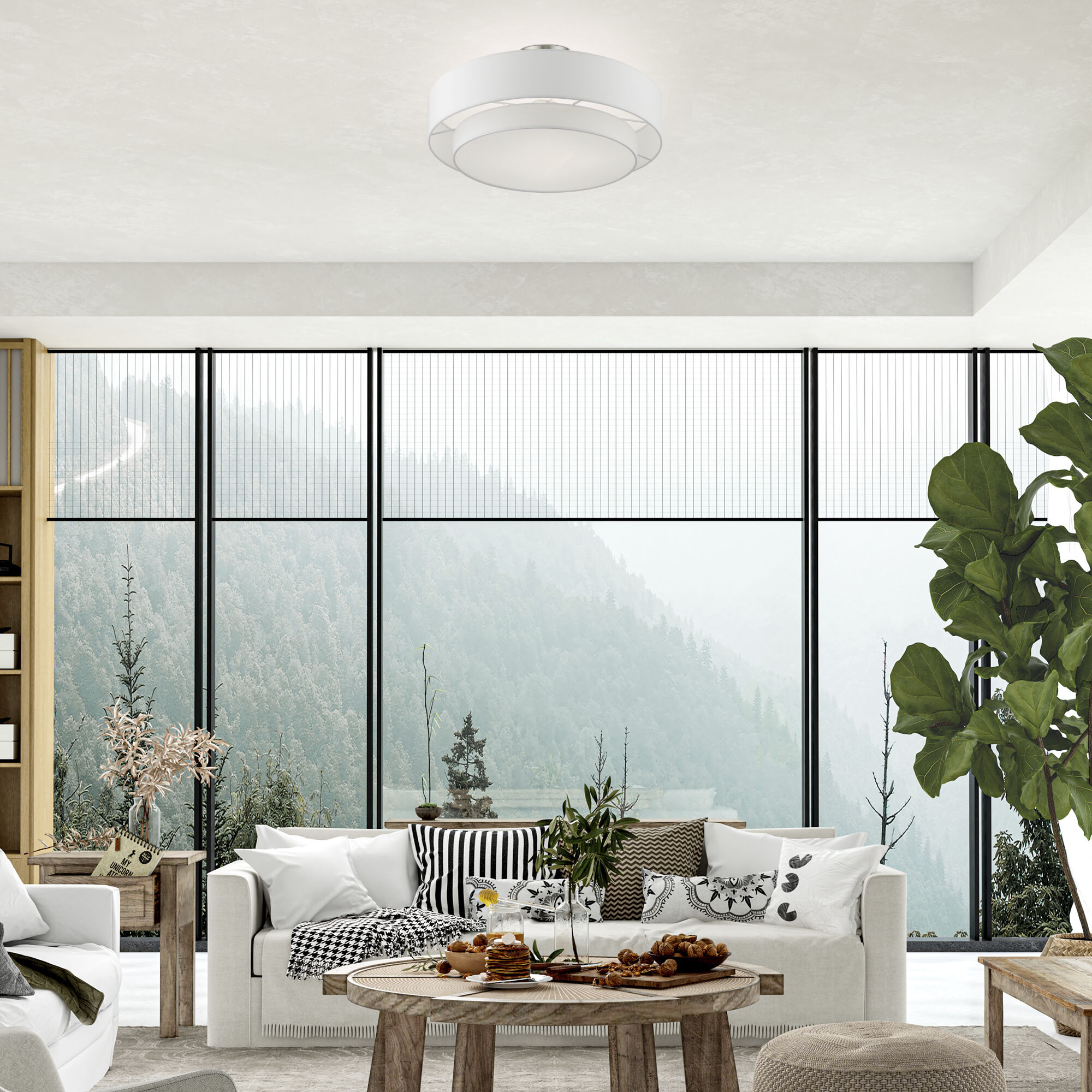 Meridian 4 Light 22 inch Brushed Nickel Semi-Flush Ceiling Light