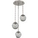 Aster 3 Light 22.3 inch Beige Silver Multi-Pendant Ceiling Light in Smoke, Diamond Chain