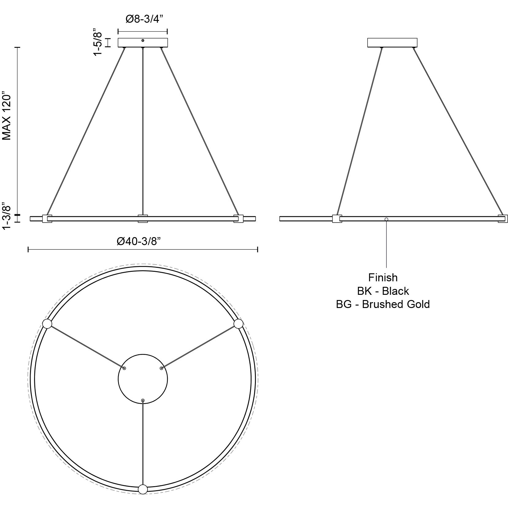Bruni Pendant Ceiling Light in Black
