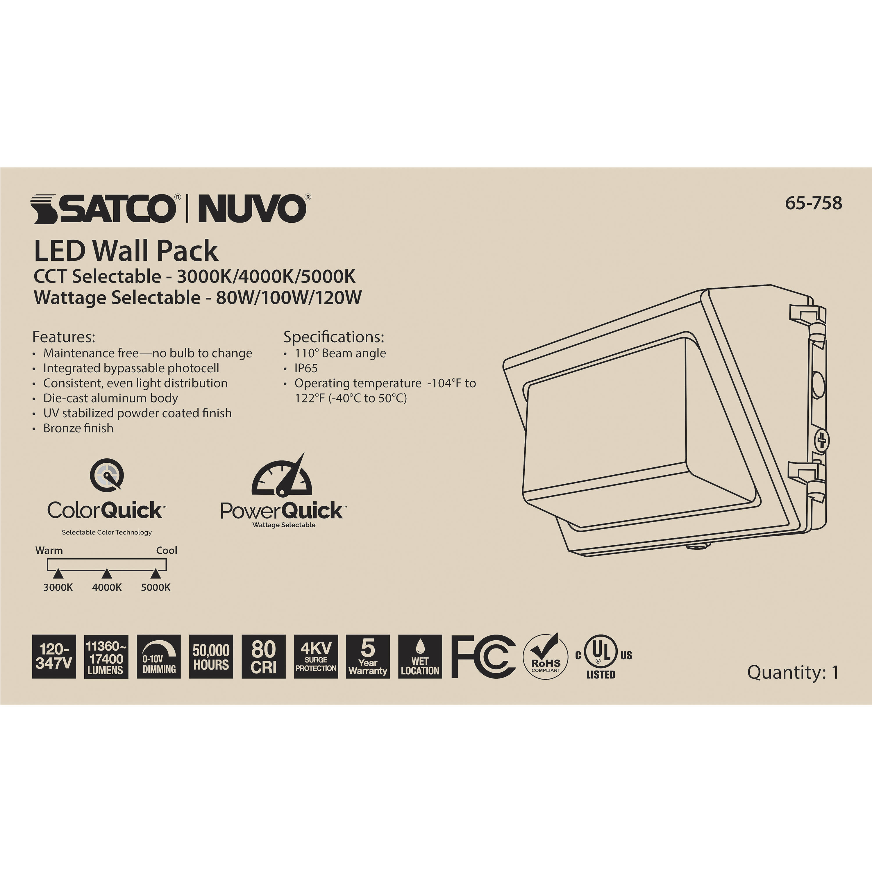 Brentwood LED 9 inch Bronze Outdoor/Indoor Wall Pack