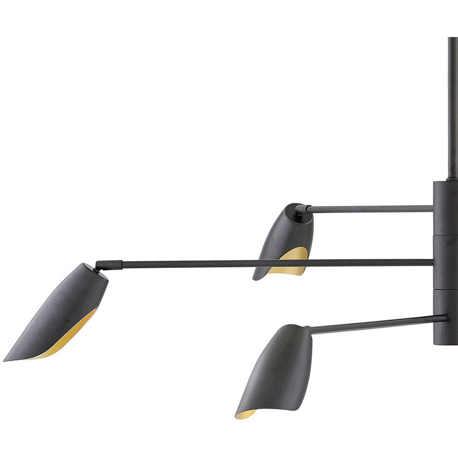 Bowery LED 50 inch Black Chandelier Ceiling Light, Semi-Flush Mount