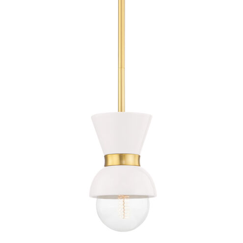 Gillian 1 Light 6 inch Polished Nickel/Ceramic Gloss Robins Egg Blue Pendant Ceiling Light in Polished Nickel/Gloss Robins Egg Blue