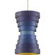 Graduation 6 Light 20 inch Blue/Contemporary Gold Leaf/New Gold Leaf Chandelier Ceiling Light, Small, Hiroshi Koshitaka Collection