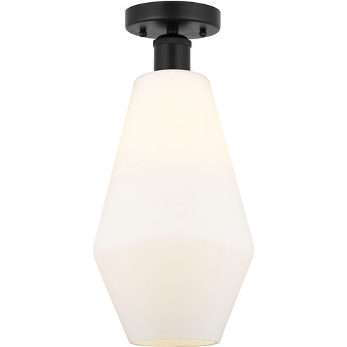 Edison Cindyrella 1 Light 7 inch Matte Black Semi-Flush Mount Ceiling Light in Matte White Glass