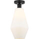 Edison Cindyrella 1 Light 7 inch Matte Black Semi-Flush Mount Ceiling Light in Matte White Glass