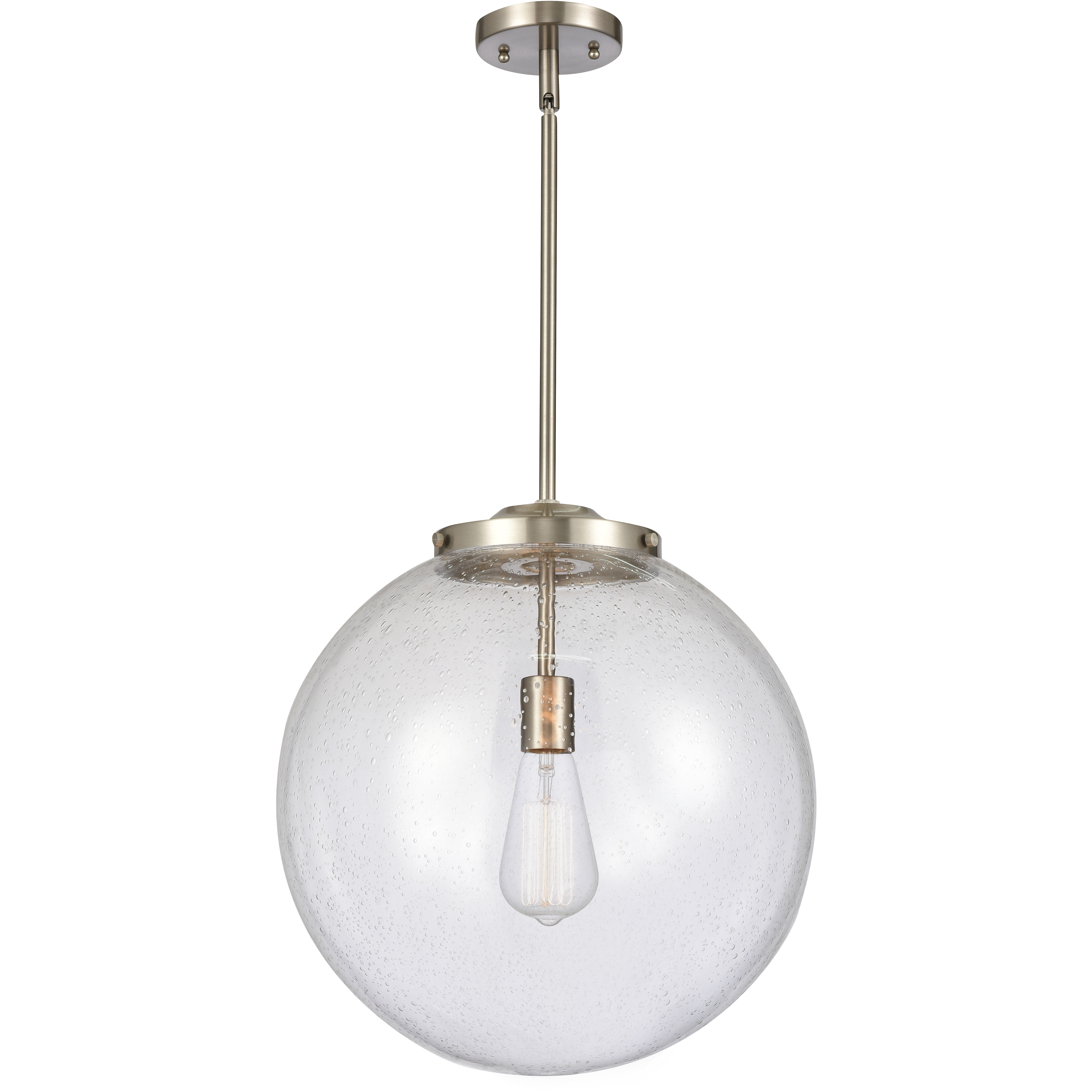 Franklin Restoration Beacon 1 Light 16 inch Brushed Satin Nickel Pendant Ceiling Light in Seedy Glass