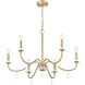 Toussant 6 Light 32 inch Modern Gold Chandelier Ceiling Light