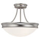 Hansen 3 Light 14 inch Matte Nickel Semi-Flush Mount Ceiling Light