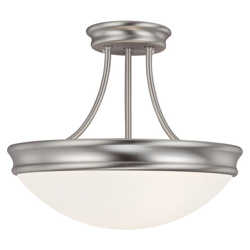 Hansen 3 Light 14 inch Matte Nickel Semi-Flush Mount Ceiling Light