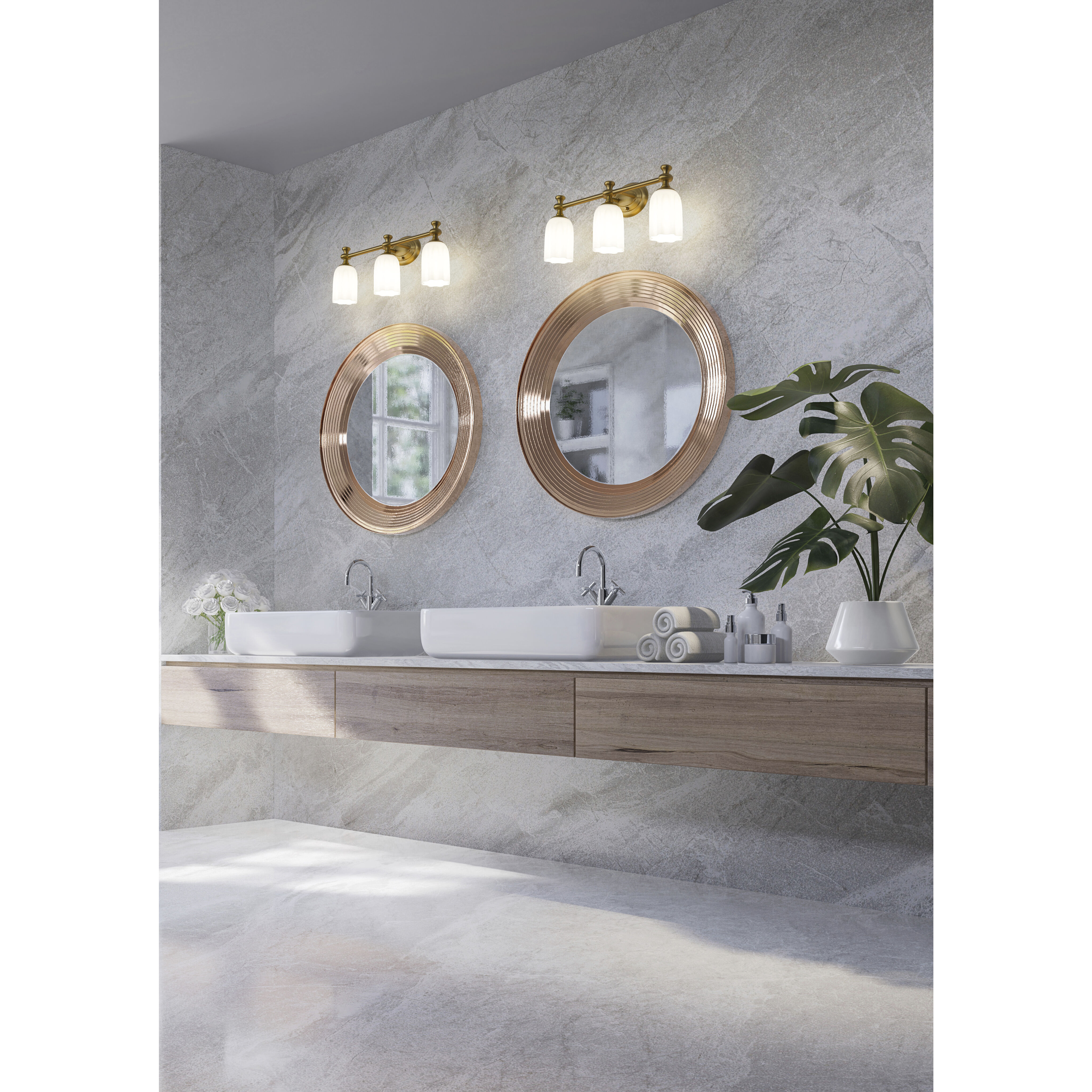 Orion 3 Light 22 inch Modern Gold Bath Vanity Light Wall Light