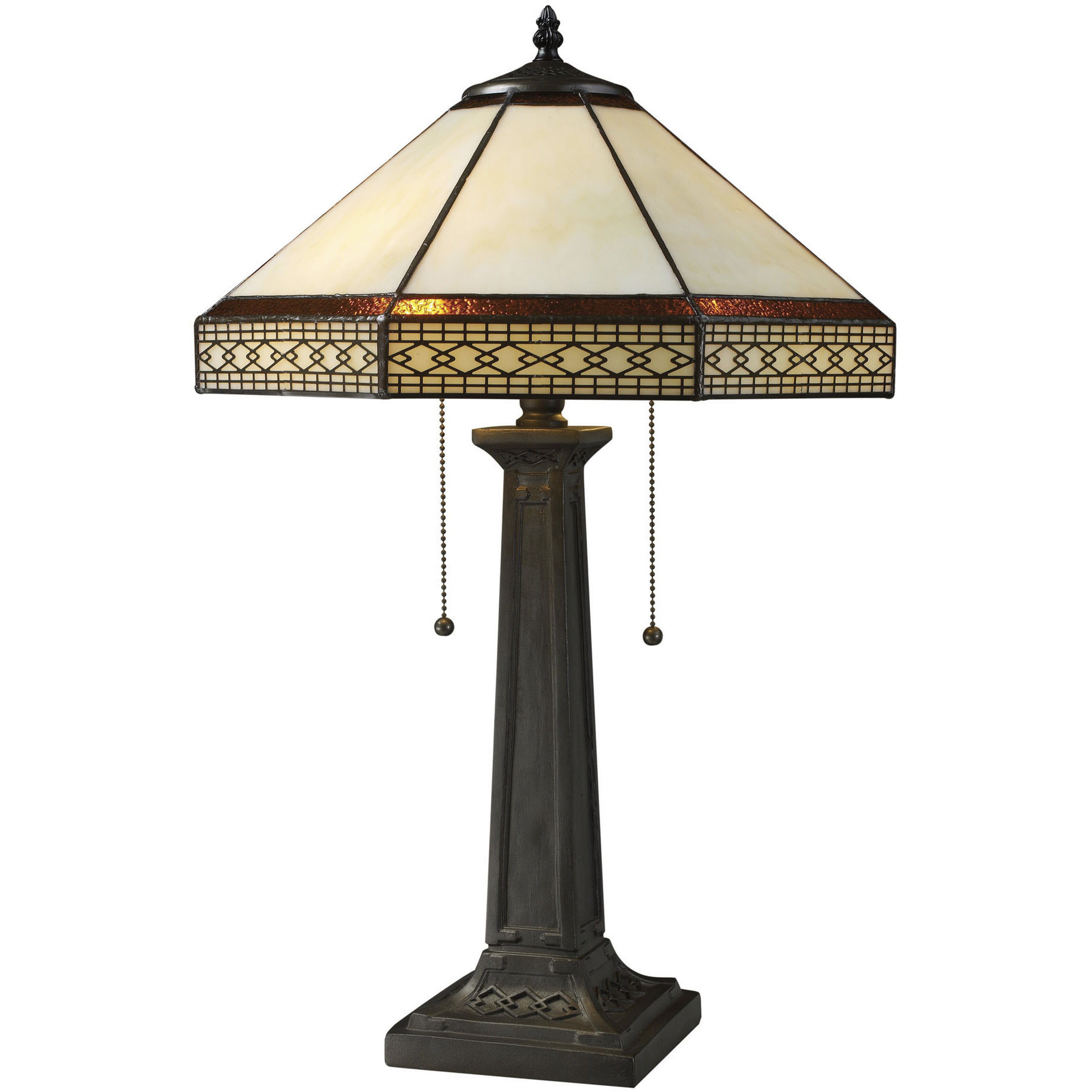 Stone Filigree 24 inch 60 watt Bronze with Multicolor Table Lamp Portable Light