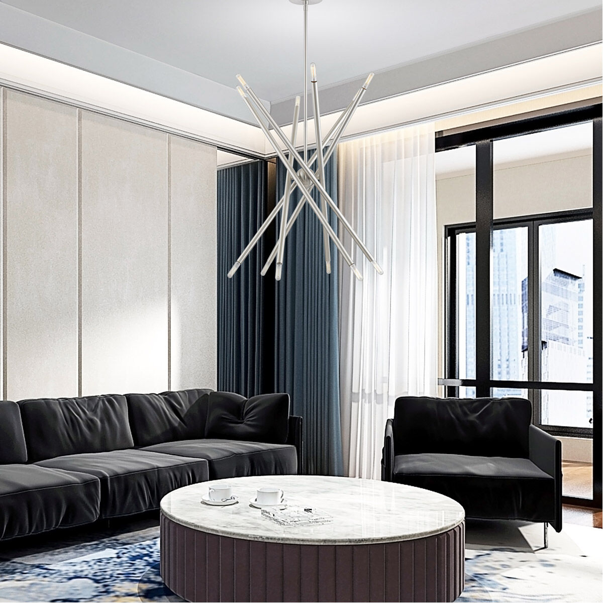 Soho 12 Light 28 inch Brushed Nickel Chandelier Ceiling Light