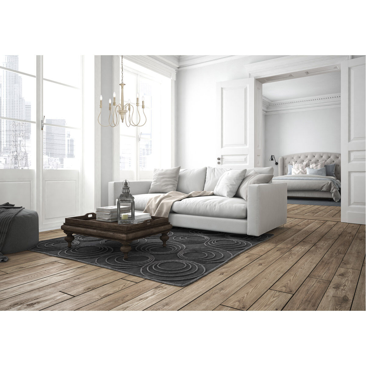 Flynx 6 Light 26 inch Weathered Dove Pendant Ceiling Light