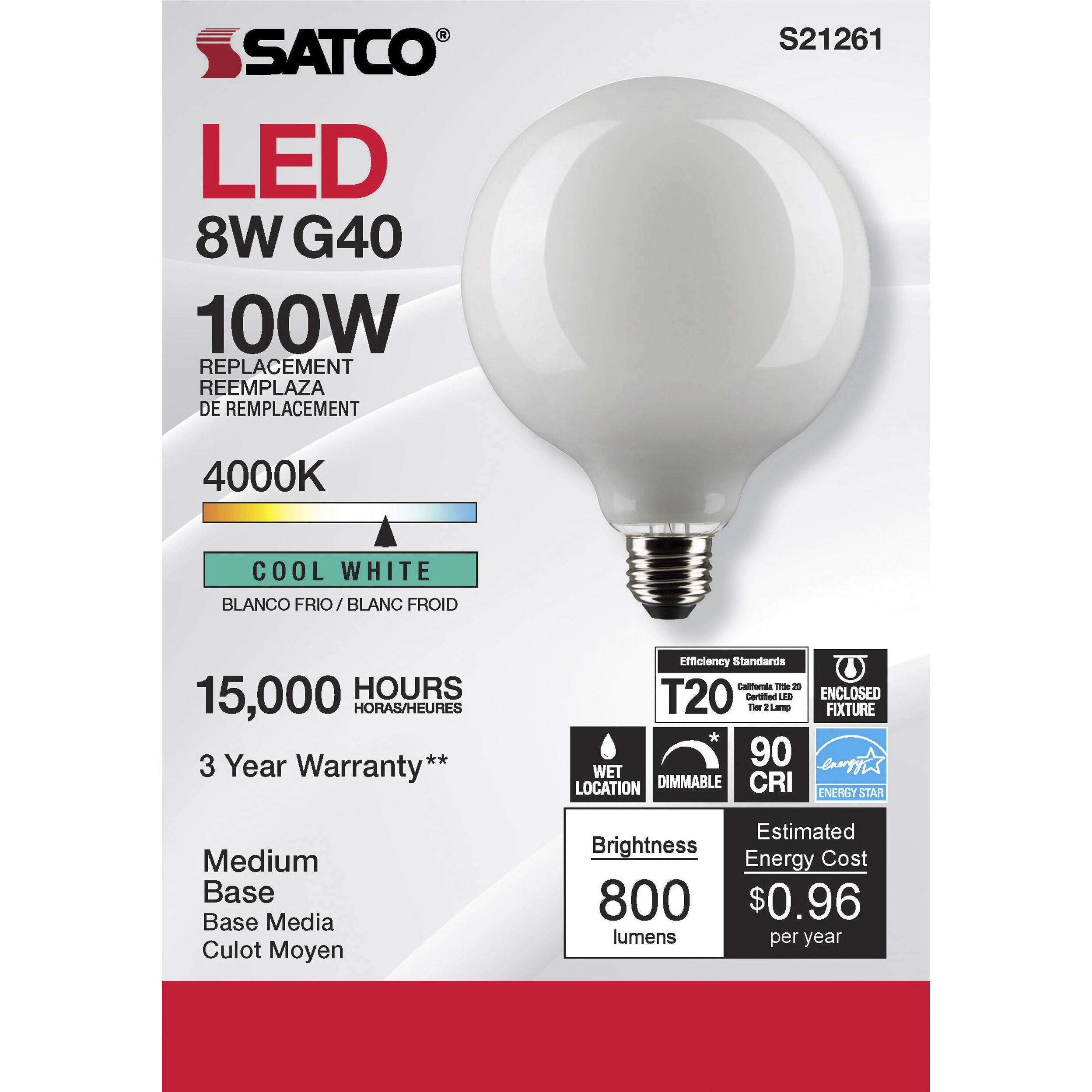 Lumos LED Medium Medium 8.00 watt 4000K LED Filament