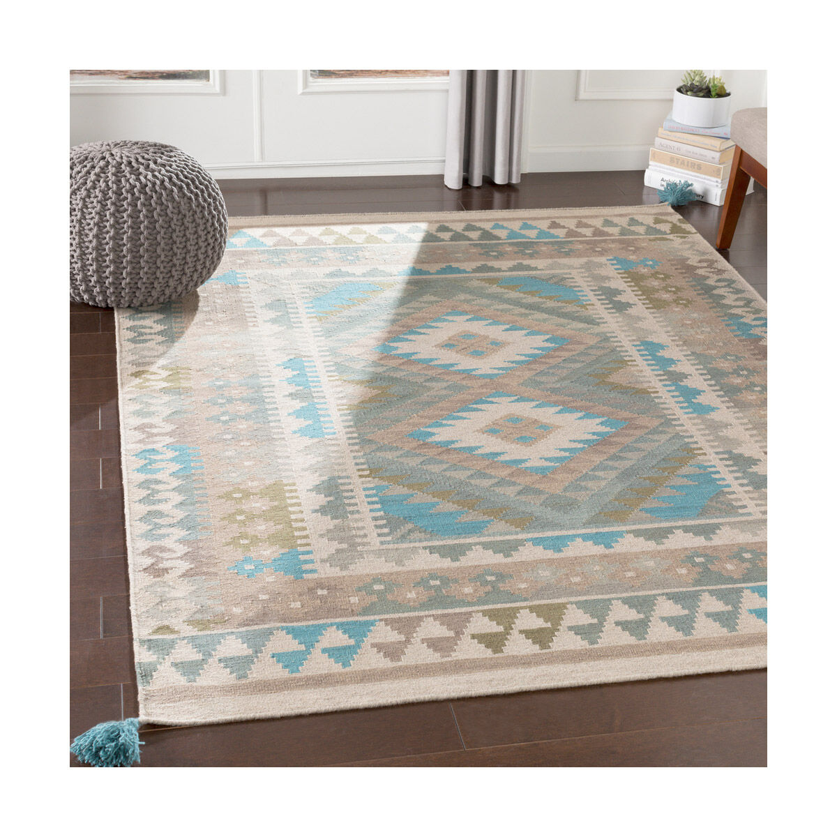 Adia 36 X 24 inch Sage/Camel/Taupe/Teal/Dark Brown Rugs, Rectangle