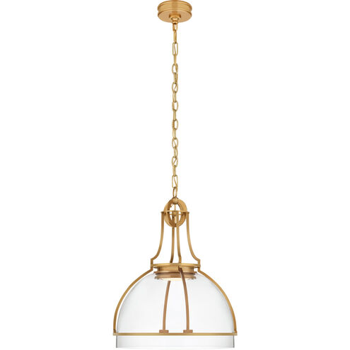 Chapman & Myers Gracie LED 19 inch Antique-Burnished Brass Dome Pendant Ceiling Light in Clear Glass, Large