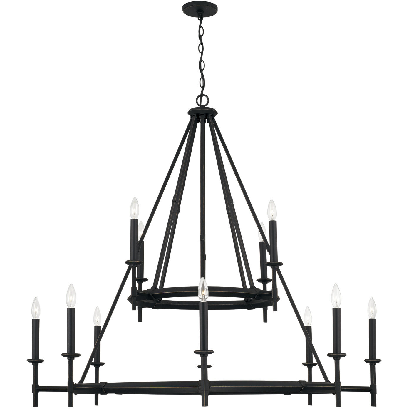 Capital Lighting 445201IH Ogden 12 Light 48 inch Brushed Black Iron Chandelier Ceiling Light